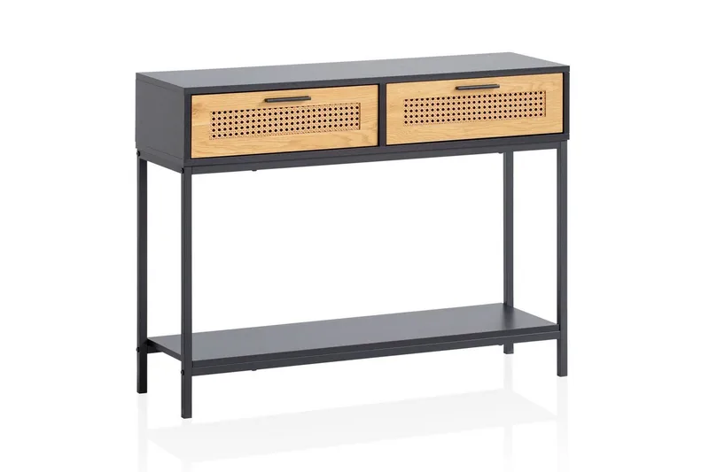 Konsolbord Wohnling Massivt trä 100 cm 2 lådor industrihus stil med Wienerkorg