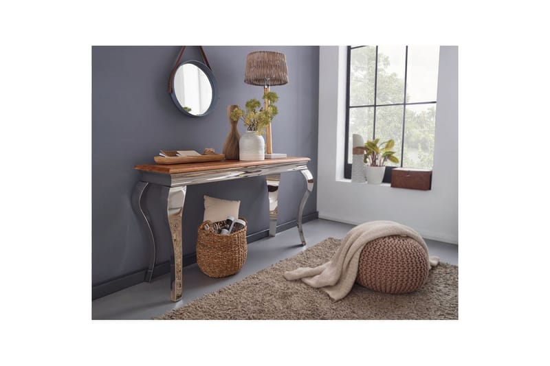Konsolbord Wohnling Massivt trä 130 cm krom metallben lantstil - Möbler - Vardagsrum - Soffbord & vardagsrumsbord - Avlastningsbord & konsolbord