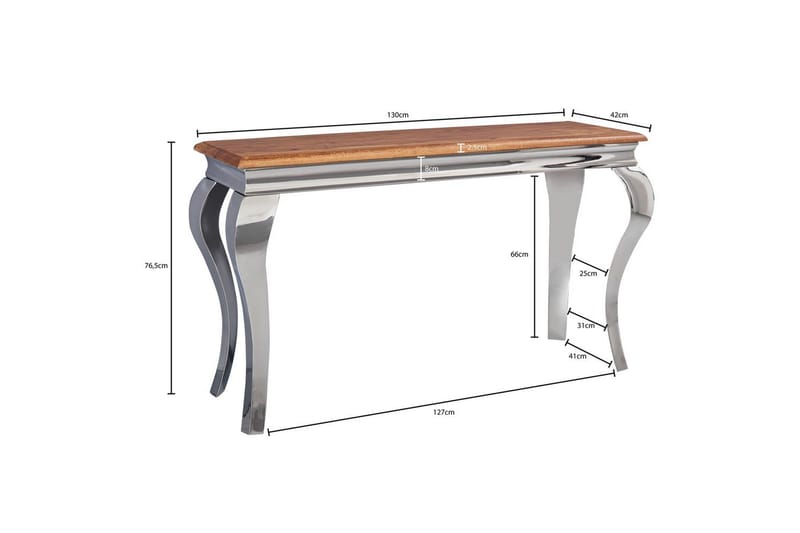 Konsolbord Wohnling Massivt trä 130 cm krom metallben lantstil - Möbler - Vardagsrum - Soffbord & vardagsrumsbord - Avlastningsbord & konsolbord