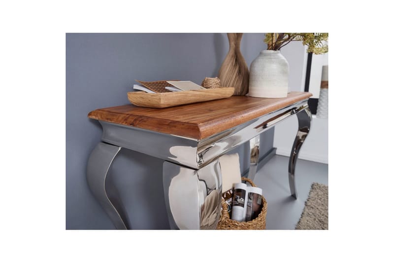 Konsolbord Wohnling Massivt trä 130 cm krom metallben lantstil - Möbler - Vardagsrum - Soffbord & vardagsrumsbord - Avlastningsbord & konsolbord
