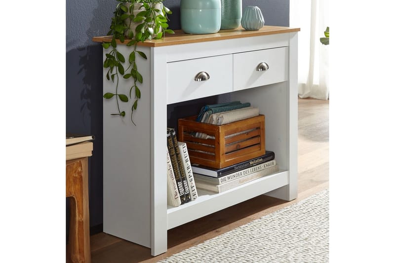 Konsolbord Wohnling Massivt trä ek tvåfärgad 85 cm 2 lådor modern husstil - Möbler - Vardagsrum - Soffbord & vardagsrumsbord - Avlastningsbord & konsolbord
