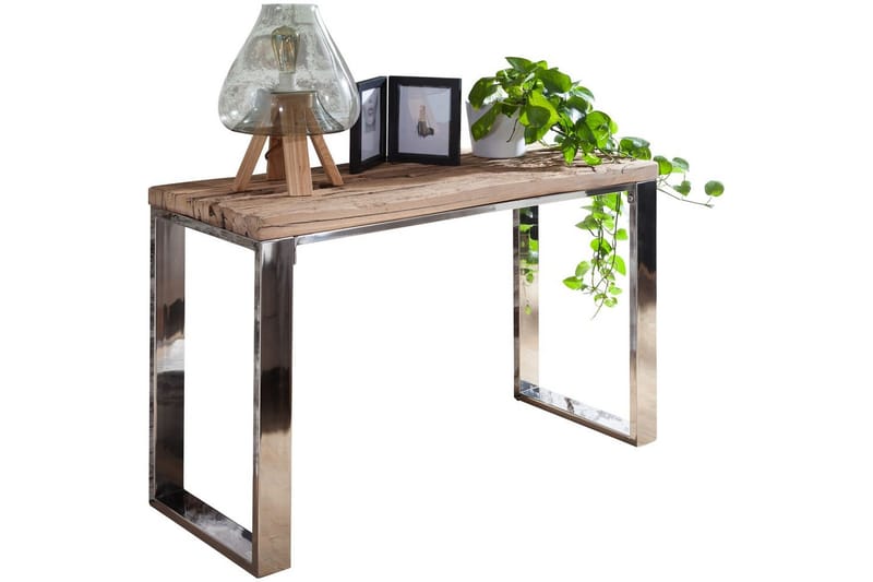 Konsolbord Wohnling Massivt trä rustik 120 cm krommetallben lantligt - Möbler - Vardagsrum - Soffbord & vardagsrumsbord - Avlastningsbord & konsolbord