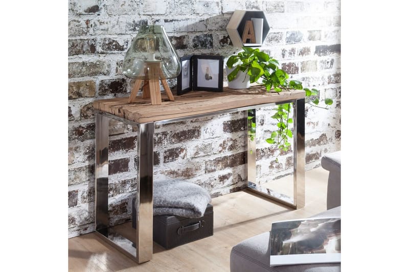 Konsolbord Wohnling Massivt trä rustik 120 cm krommetallben lantligt - Möbler - Vardagsrum - Soffbord & vardagsrumsbord - Avlastningsbord & konsolbord