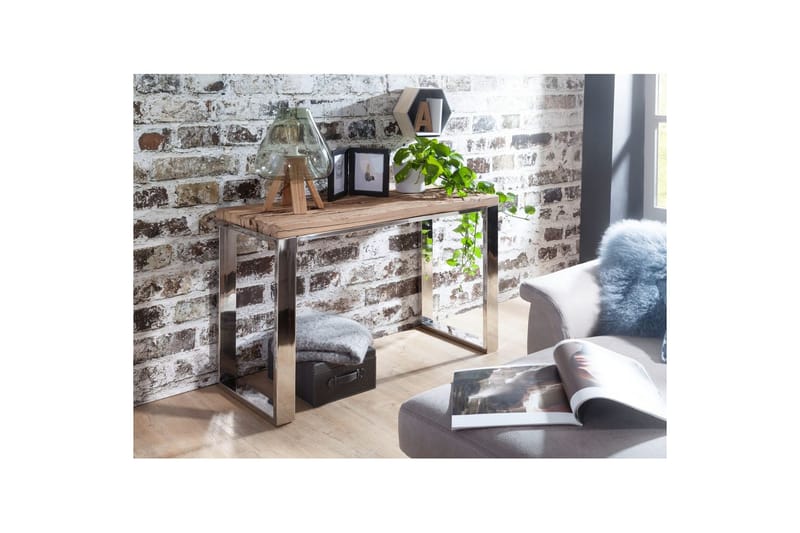 Konsolbord Wohnling Massivt trä rustik 120 cm krommetallben lantligt - Möbler - Vardagsrum - Soffbord & vardagsrumsbord - Avlastningsbord & konsolbord