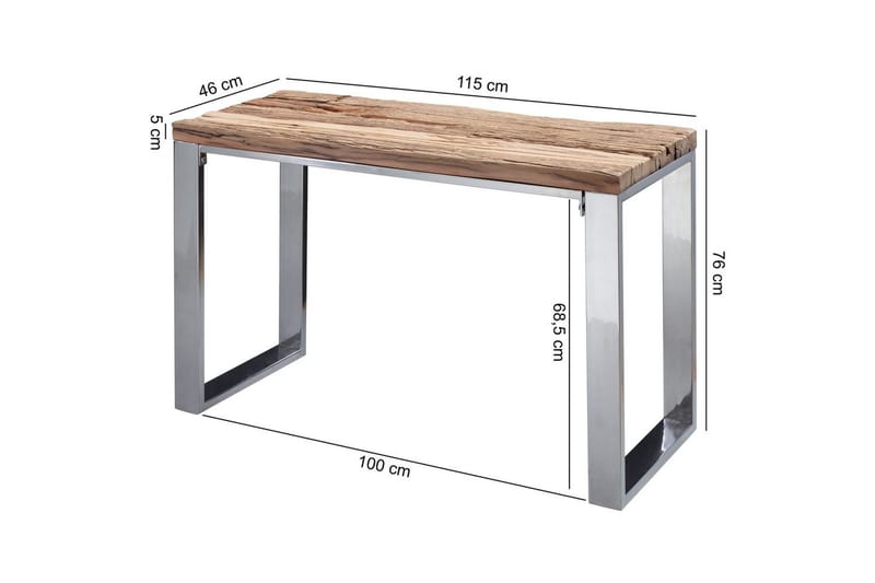 Konsolbord Wohnling Massivt trä rustik 120 cm krommetallben lantligt - Möbler - Vardagsrum - Soffbord & vardagsrumsbord - Avlastningsbord & konsolbord