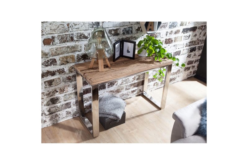 Konsolbord Wohnling Massivt trä rustik 120 cm krommetallben lantligt - Möbler - Vardagsrum - Soffbord & vardagsrumsbord - Avlastningsbord & konsolbord