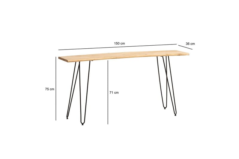 Konsolbord Wohnling Massivt trä stiftben träkant 150 cm - Möbler - Vardagsrum - Soffbord & vardagsrumsbord - Avlastningsbord & konsolbord