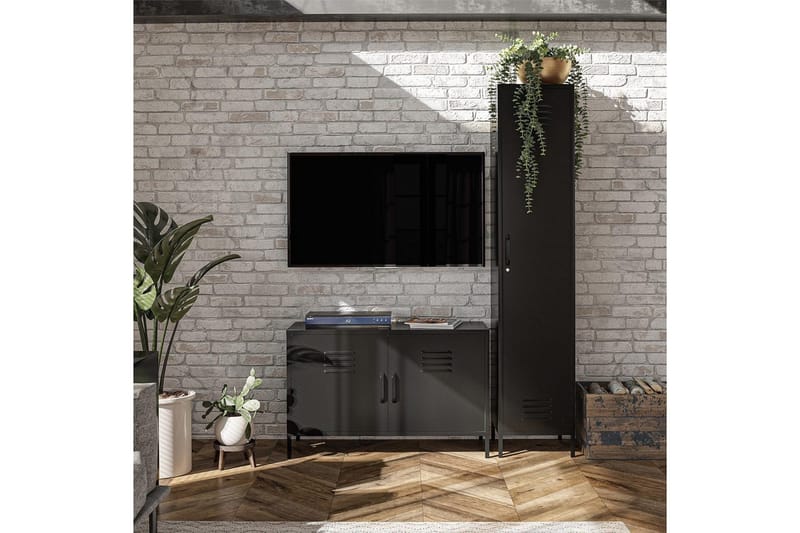 Konsollbord Loft24 Högskåp Mission District 38x40x185 cm, Svart Svart - Möbler - Vardagsrum - Soffbord & vardagsrumsbord - Avlastningsbord & konsolbord