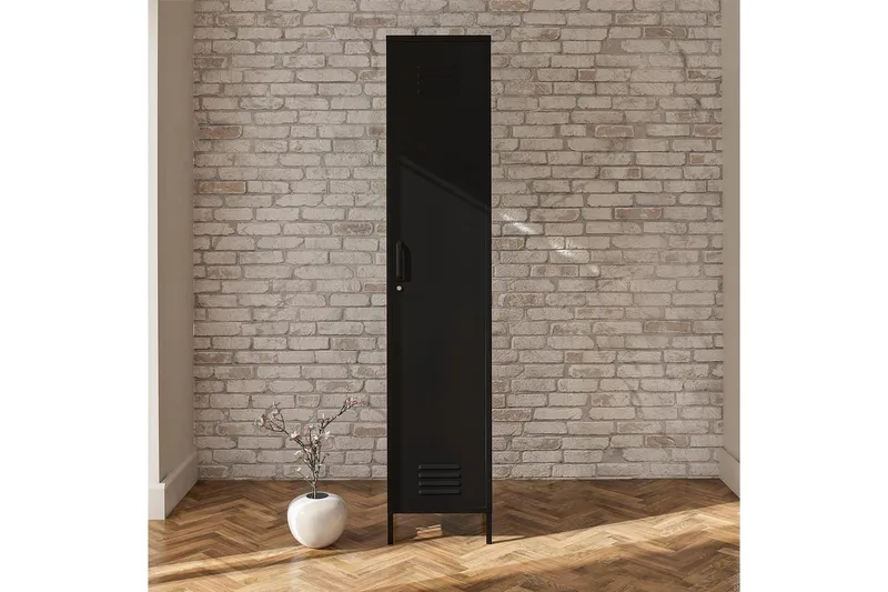 Konsollbord Loft24 Högskåp Mission District 38x40x185 cm, Svart Svart - Möbler - Vardagsrum - Soffbord & vardagsrumsbord - Avlastningsbord & konsolbord