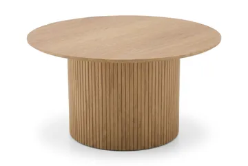 Kopparbo Runt Soffbord 85 cm med Trä- och Ekutseende, Ribbad Pelarfot och Tunn Bordsskiva - Natur - Möbler - Vardagsrum - Soffbord & vardagsrumsbord - Soffbord