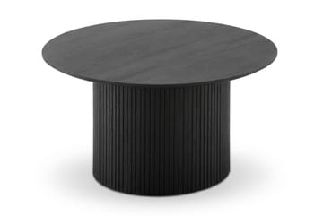 Kopparbo Runt Soffbord 85 cm med Trä- och Svartlaserad Ek-utseende, Ribbad Pelarfot och Tunn Bordsskiva - Svart - Möbler - Vardagsrum - Soffbord & vardagsrumsbord - Soffbord
