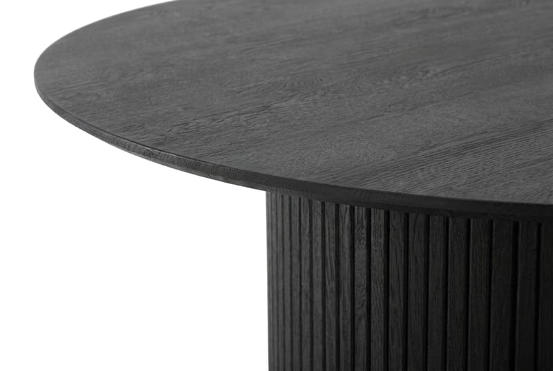 Kopparbo Runt Soffbord 85 cm med Trä- och Svartlaserad Ek-utseende, Ribbad Pelarfot och Tunn Bordsskiva - Svart - Möbler - Vardagsrum - Soffbord & vardagsrumsbord - Soffbord