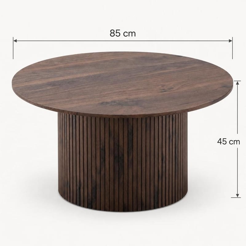 Kopparbo Soffbord Rund 85 cm med tunn bordsskiva - Valnöt - Möbler - Vardagsrum - Soffbord & vardagsrumsbord - Soffbord