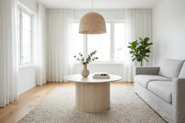 Kopparbo Soffbord Rund 85 cm med tunn bordsskiva - Vitlaserad ek - Möbler - Vardagsrum - Soffbord & vardagsrumsbord - Soffbord