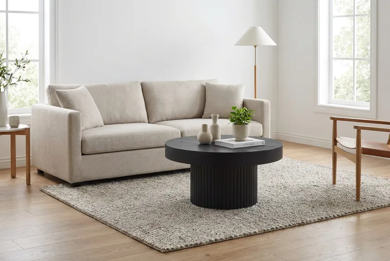 Kopparbo Soffbord Rund 85 cm tjock bordsskiva - Svart - Möbler - Vardagsrum - Soffbord & vardagsrumsbord - Soffbord