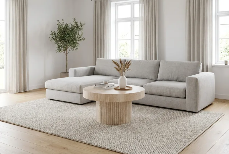 Kopparbo Soffbord Rund 85 cm tjock bordsskiva - Travertin - Möbler - Vardagsrum - Soffbord & vardagsrumsbord - Soffbord