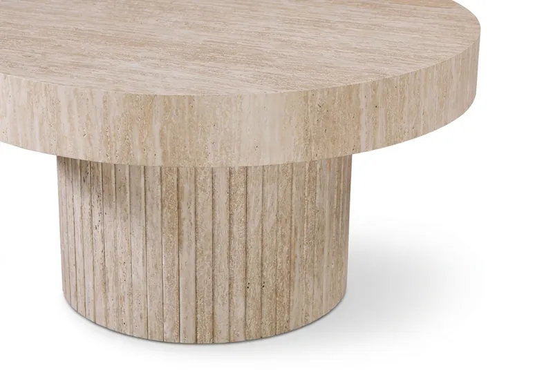 Kopparbo Soffbord Rund 85 cm tjock bordsskiva - Travertin - Möbler - Vardagsrum - Soffbord & vardagsrumsbord - Soffbord