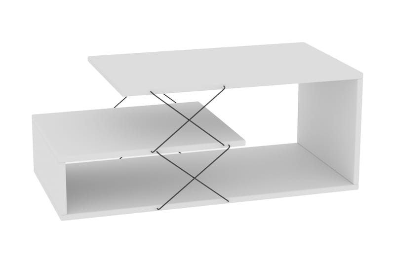 KOUROU Soffbord 100 cm med Förvaring Hylla Vit/Svart - Soffbord - Bord