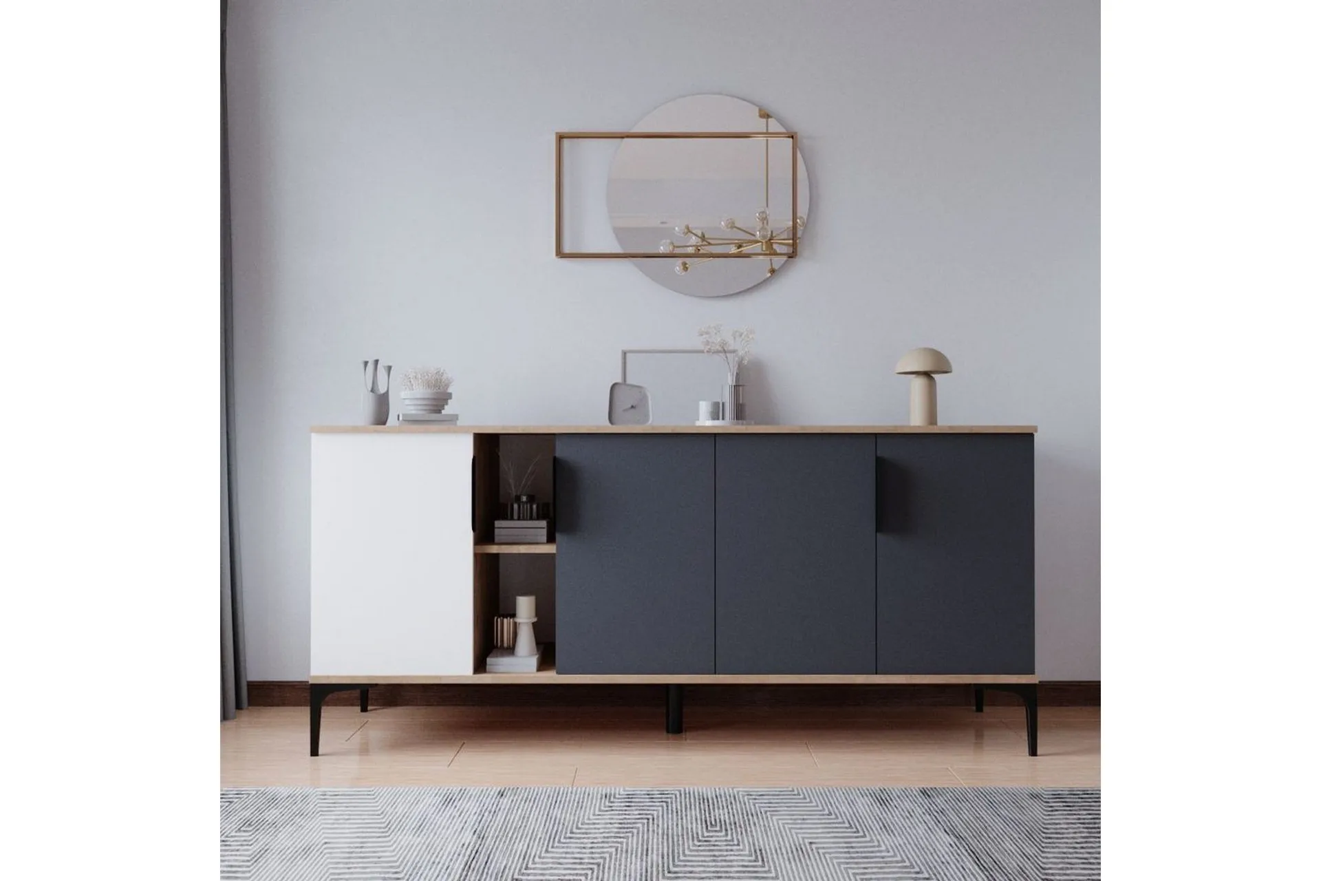 kunar konsollbord 180 cm - vit/antracit