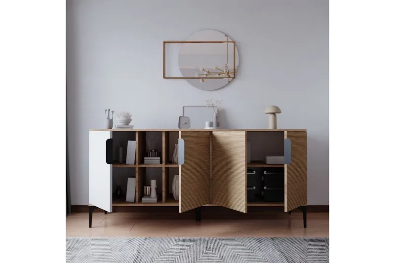 Kunar Konsollbord 180 cm - Vit/Natur - Möbler - Vardagsrum - Soffbord & vardagsrumsbord - Avlastningsbord & konsolbord