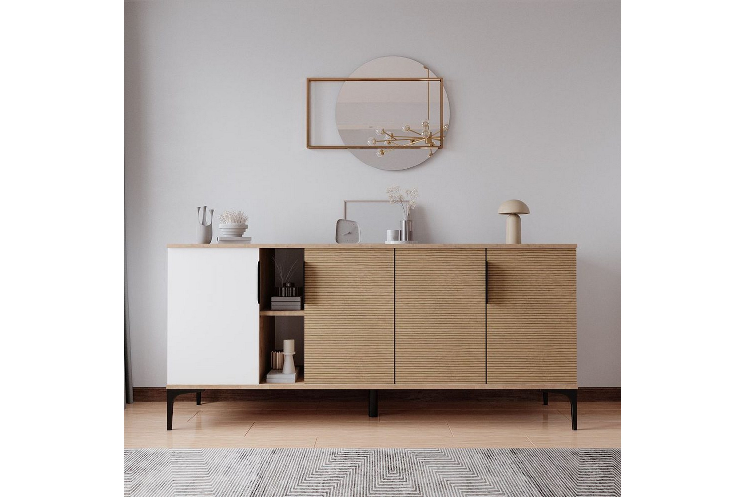 kunar konsollbord 180 cm - vit/natur