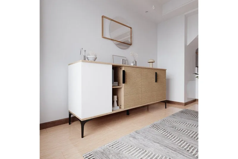 Kunar Konsollbord 180 cm - Vit/Natur - Möbler - Vardagsrum - Soffbord & vardagsrumsbord - Avlastningsbord & konsolbord