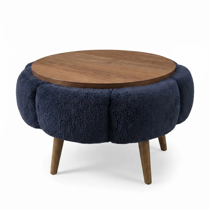 Kundu Soffbord Rund 60 cm Bubblig, Antracit/Valnöt
