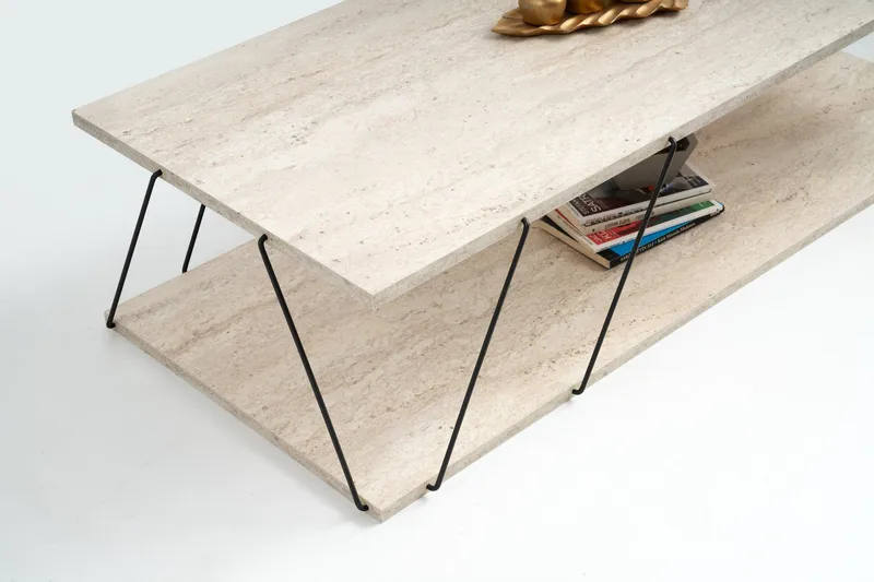 Labranda Soffbord 120 cm - Svart/Marmor - Möbler - Vardagsrum - Soffbord & vardagsrumsbord - Marmorbord