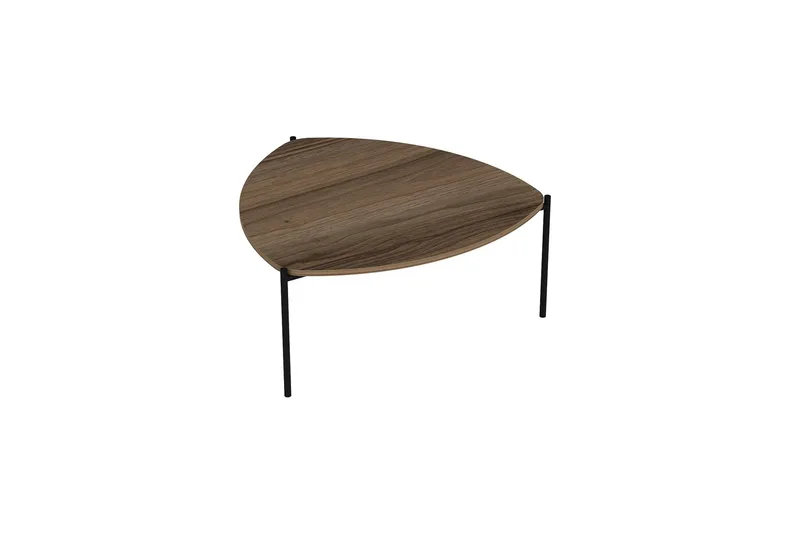Lenny Ovalt Soffbord Valnöt 90 cm i Trä med Triangulär Bordsskiva, Brun