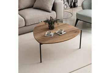 Lenny Ovalt Soffbord Valnöt 90 cm i Trä med Triangulär Bordsskiva - Brun - Möbler - Vardagsrum - Soffbord & vardagsrumsbord - Soffbord
