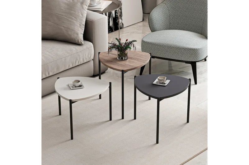 Lenny Satsbord - Vit/Antracit/Valnöt - Möbler - Vardagsrum - Soffbord & vardagsrumsbord - Satsbord