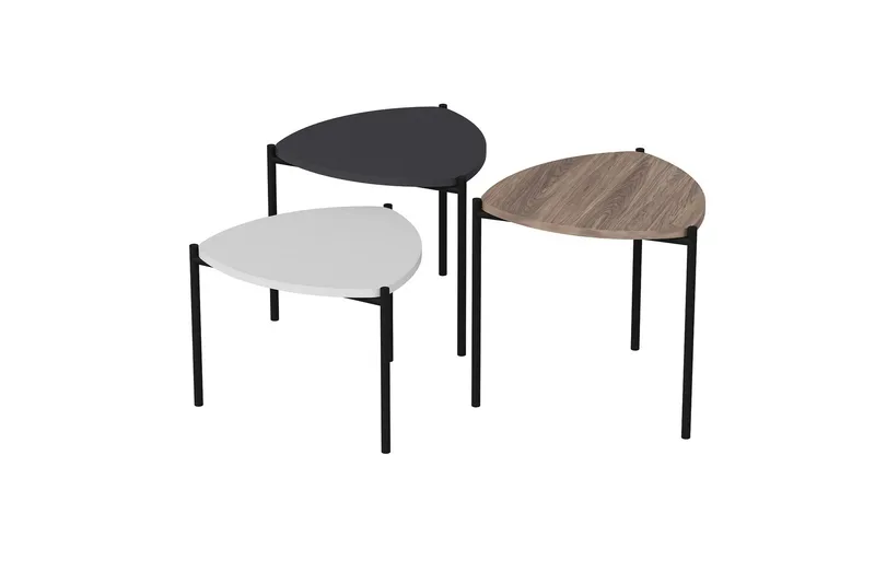 Lenny Satsbord - Vit/Antracit/Valnöt - Möbler - Vardagsrum - Soffbord & vardagsrumsbord - Satsbord