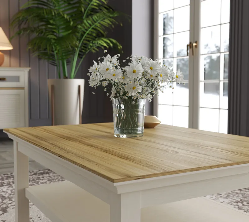 Letira Soffbord 100 cm - Krämfärgad, ek och grå - Möbler - Vardagsrum - Soffbord & vardagsrumsbord - Soffbord