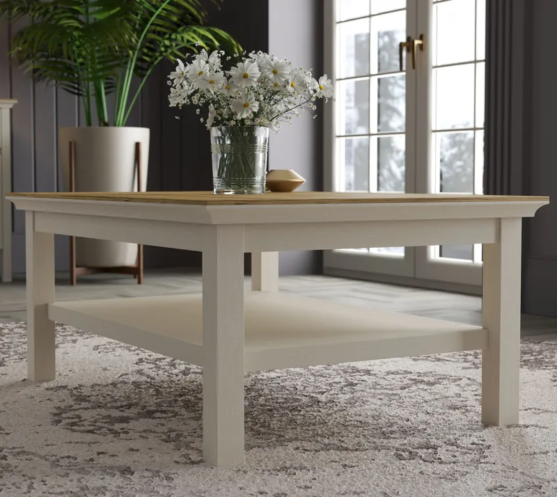 Letira Soffbord 100 cm - Krämfärgad, ek och grå - Möbler - Vardagsrum - Soffbord & vardagsrumsbord - Soffbord