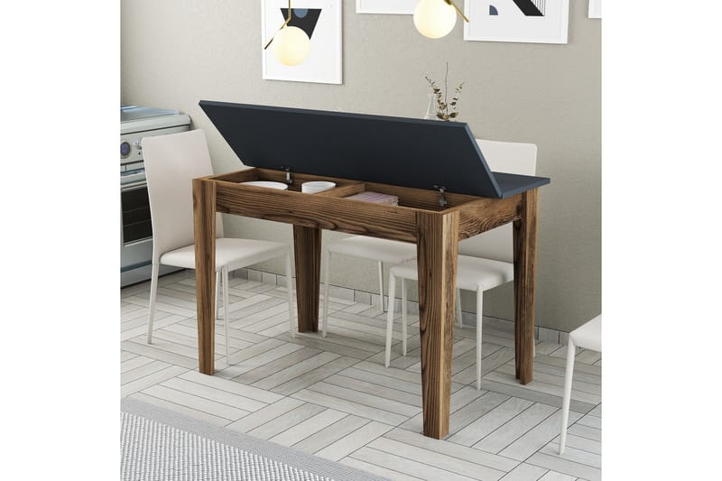 LEVENTS Matbord 110x72 cm Brun/Svart - Möbler - Matplats - Matbord & köksbord