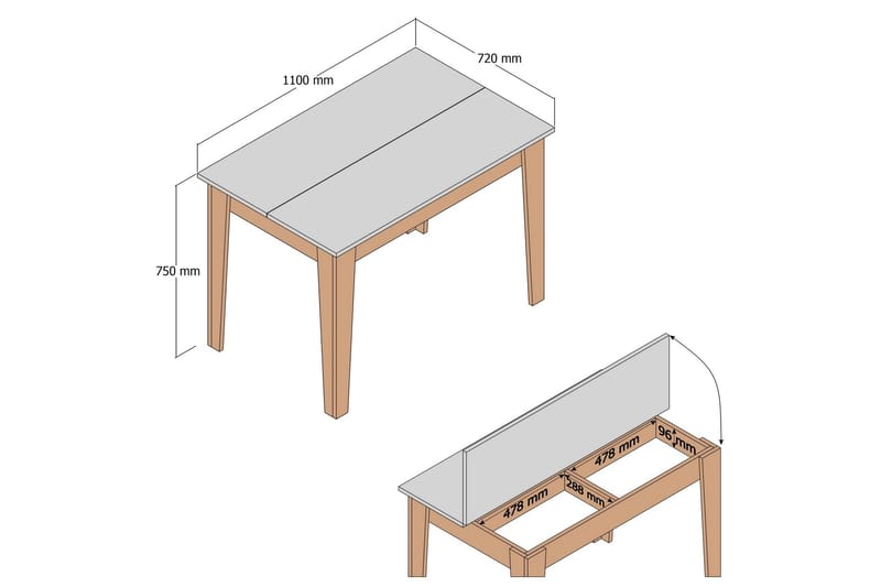 LEVENTS Matbord 110x72 cm Brun/Svart - Bord - Matbord & köksbord