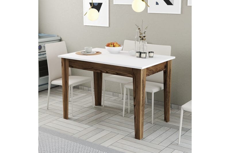 LEVENTS Matbord 110x72 cm Brun/Vit - Möbler - Matplats - Matbord & köksbord