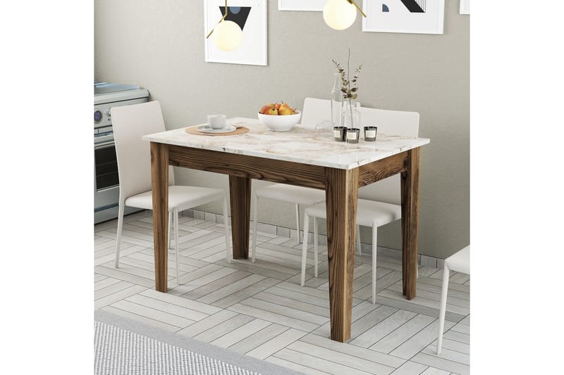 LEVENTS Matbord 110x72 cm Brun/Vit - Möbler - Matplats - Matbord & köksbord