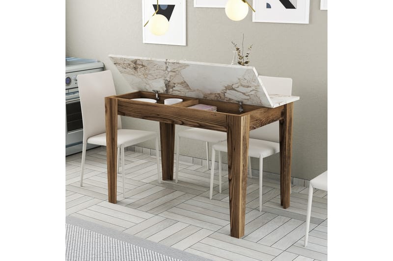 LEVENTS Matbord 110x72 cm Brun/Vit - Möbler - Matplats - Matbord & köksbord