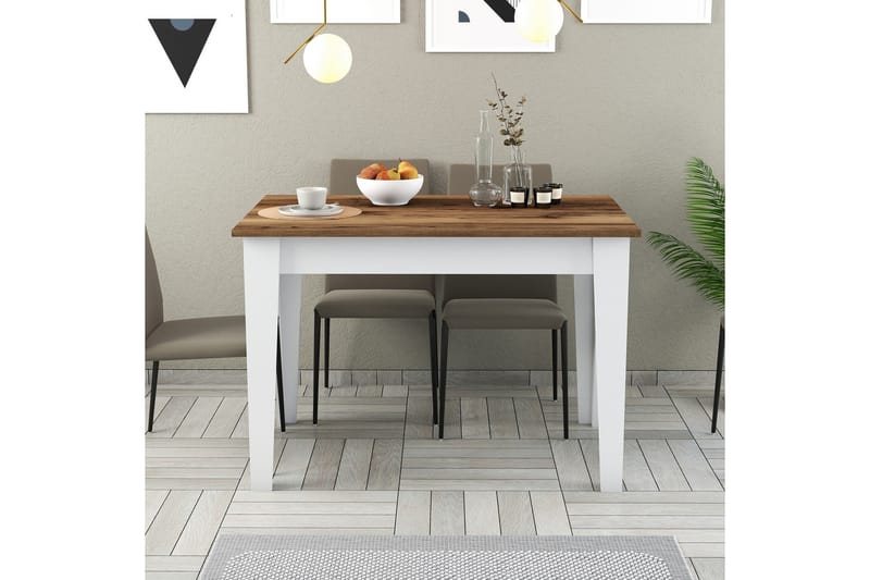 LEVENTS Matbord 110x72 cm Brun/Vit - Möbler - Matplats - Matbord & köksbord