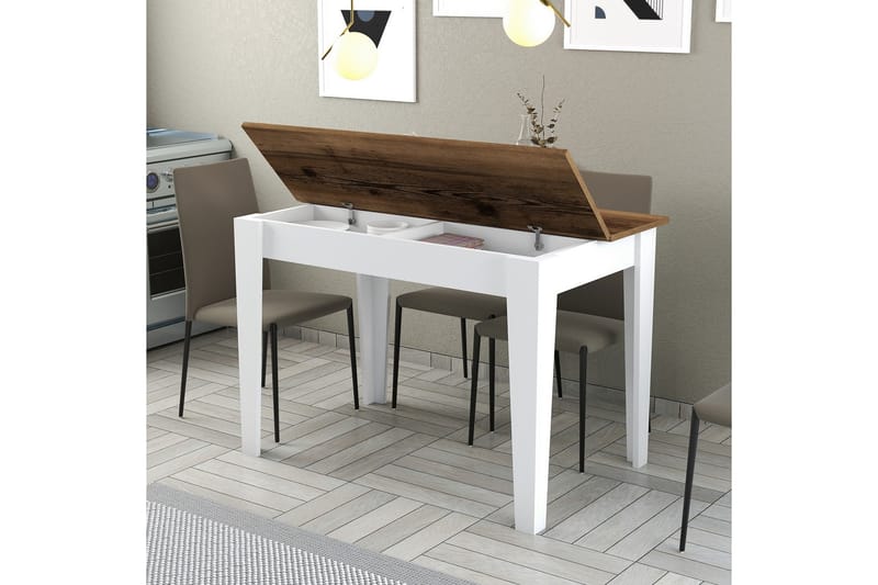LEVENTS Matbord 110x72 cm Brun/Vit - Möbler - Matplats - Matbord & köksbord