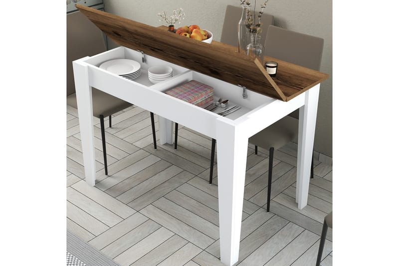 LEVENTS Matbord 110x72 cm Brun/Vit - Möbler - Matplats - Matbord & köksbord