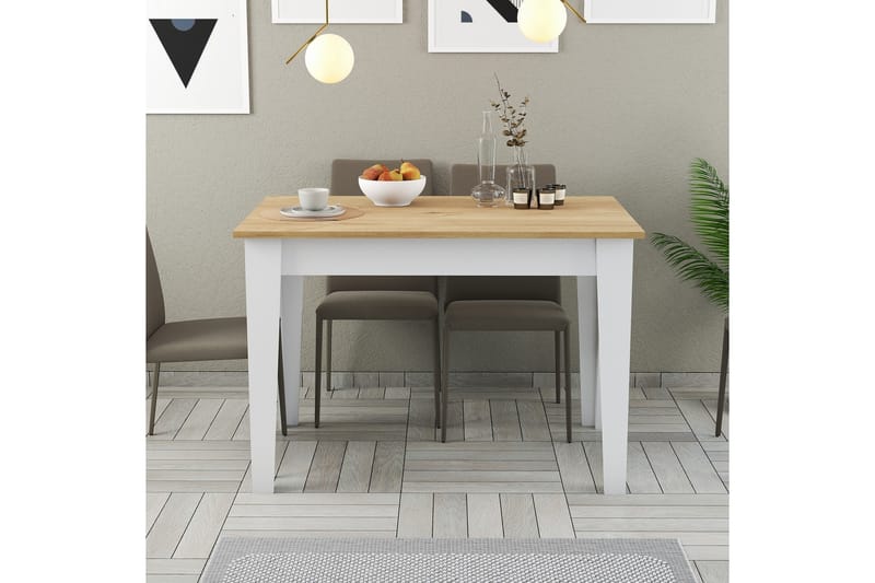 LEVENTS Matbord 110x72 cm Vit/Brun - Möbler - Matplats - Matbord & köksbord