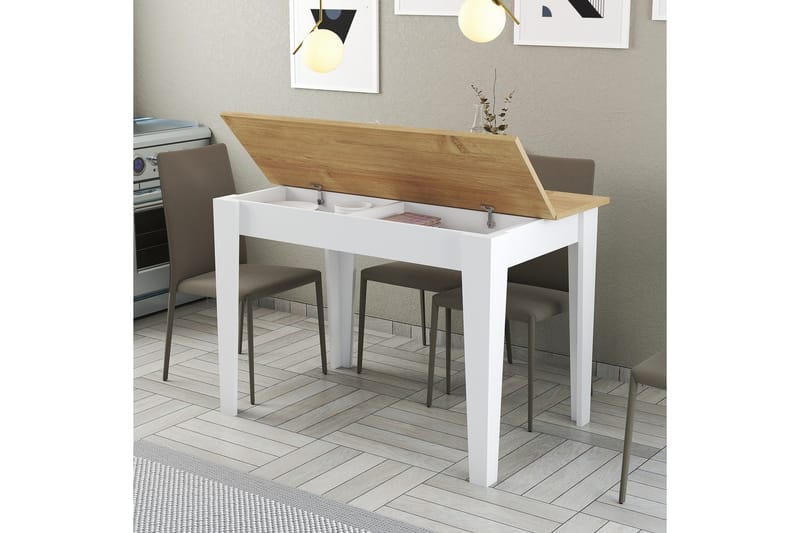 LEVENTS Matbord 110x72 cm Vit/Brun - Möbler - Matplats - Matbord & köksbord