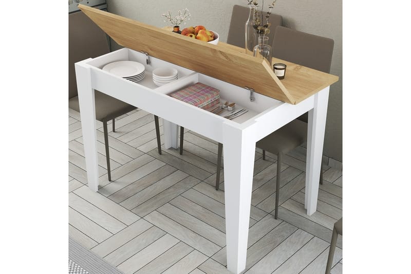 LEVENTS Matbord 110x72 cm Vit/Brun - Möbler - Matplats - Matbord & köksbord