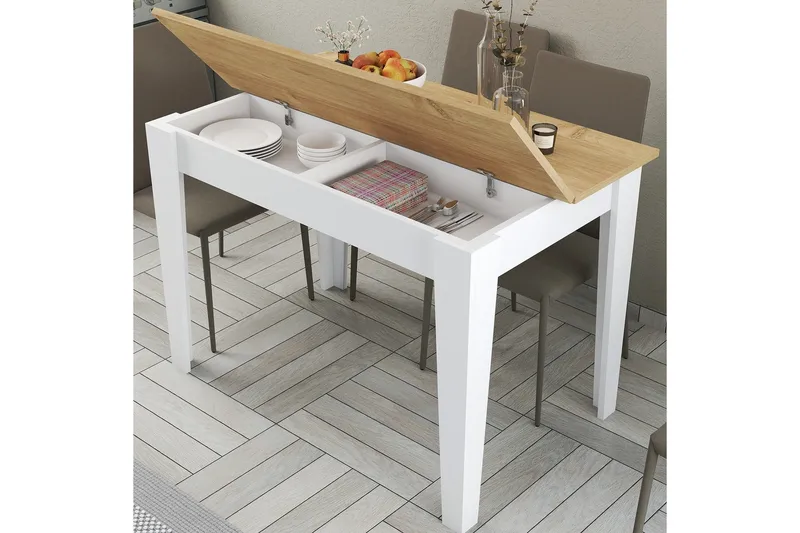 Levents Matbord 110x72 cm Vit/Brun - Hanah Home - Möbler - Matplats - Matbord & köksbord