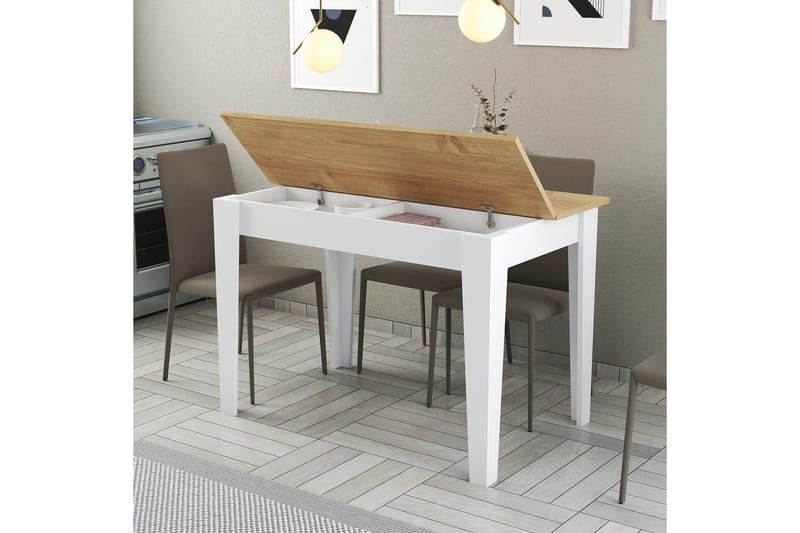 Levents Matbord 110x72 cm Vit/Brun - Hanah Home - Möbler - Matplats - Matbord & köksbord