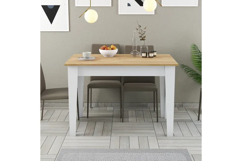 Levents Matbord 110x72 cm Vit/Brun - Hanah Home - Möbler - Matplats - Matbord & köksbord