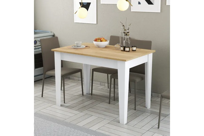 Levents Matbord 110x72 cm Vit/Brun - Hanah Home - Möbler - Matplats - Matbord & köksbord