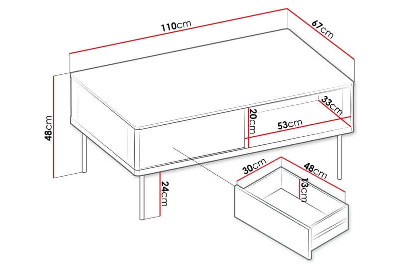 Levisa Soffbord 110 cm - Cashmere - Möbler - Vardagsrum - Soffbord & vardagsrumsbord - Soffbord